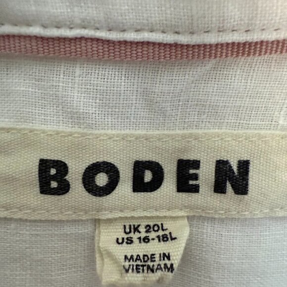 Boden Relaxed White Linen Long Sleeve Shirt, Size 16/18L - Picture 4 of 7